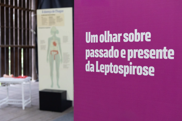 Totem explicativo sobre a leptospirose